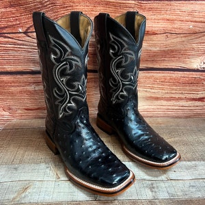 MEN western COWBOY Square Toe Boot Ostrich print Leather Lomo De Avestruz Impresa Bota Vaquera rodeo image 3