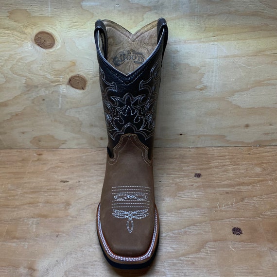 Western Shops - Botas de cuero genuino para hombre con punta cuadrada de  vaquero Rodeo occidental