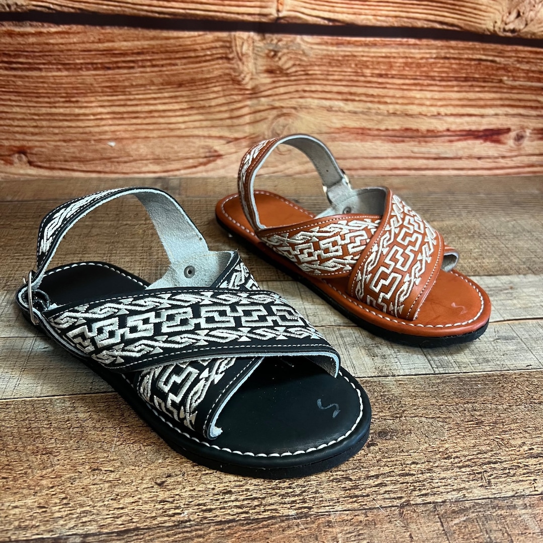 KIDS EMBROIDERED HUARACHE Mexican Sandals With Cushioned