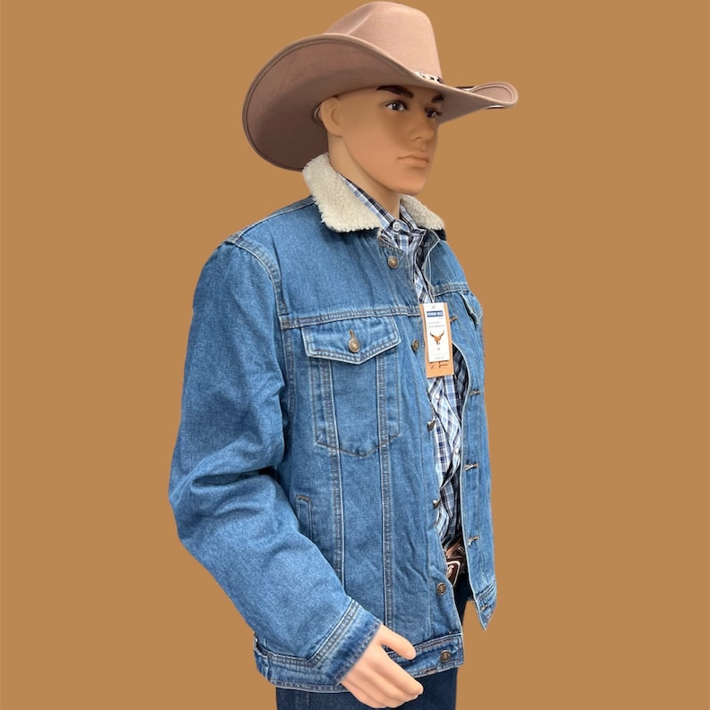 Men's Western Blue Jean Jacket 100% Cotton Chaqueta Vaquera Azul Con Algodon imagen 2