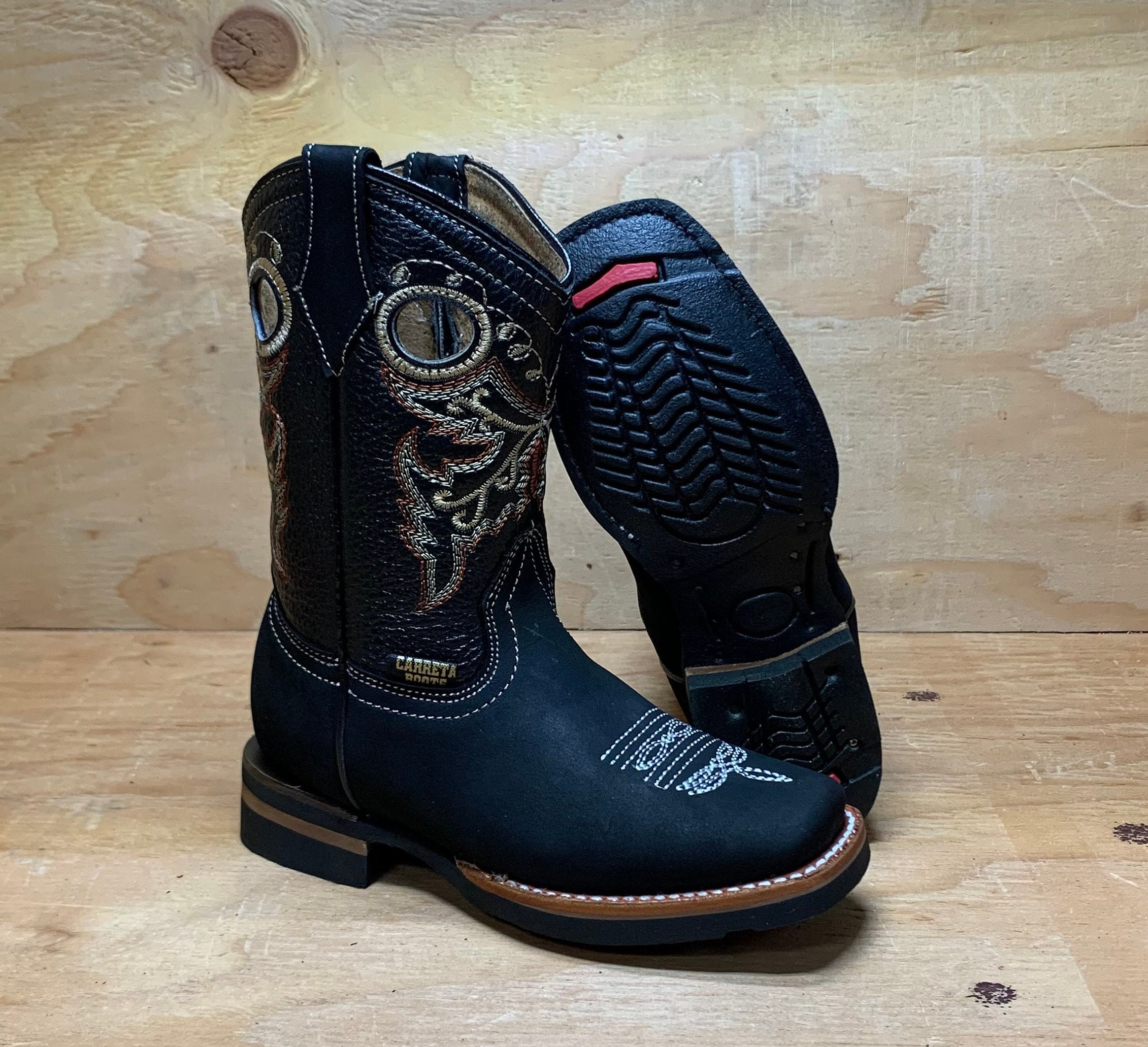 Stivali da cowboy per bambini e ragazzi in pelle con punta quadrata - Italia Stivali da cowboy per bambini e ragazzi in pelle con punta quadrata - Italia
