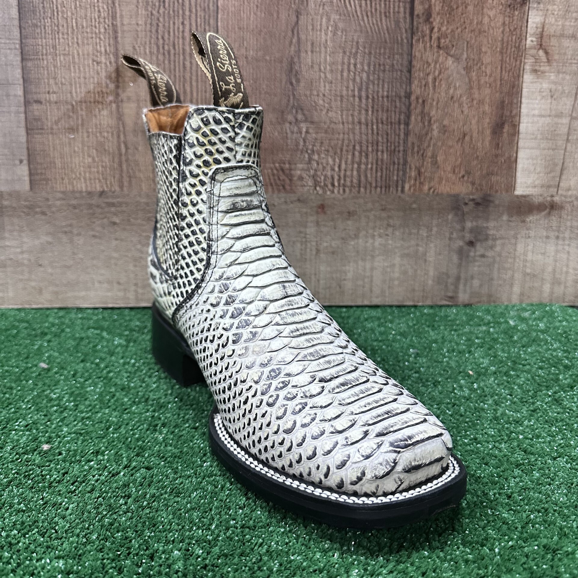 Buy Men Leather Python Print Western Style Cowboy Rodeo Pull-on