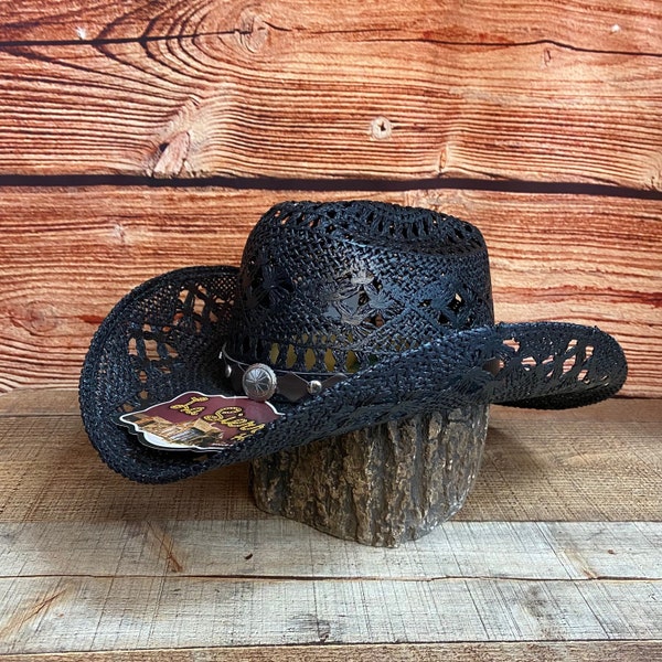 Unisex Western Rodeo Cowgirl/ Cowboy Black Straw Hat Sombrero Vaquero Dama/ Caballero Estilo Rodeo