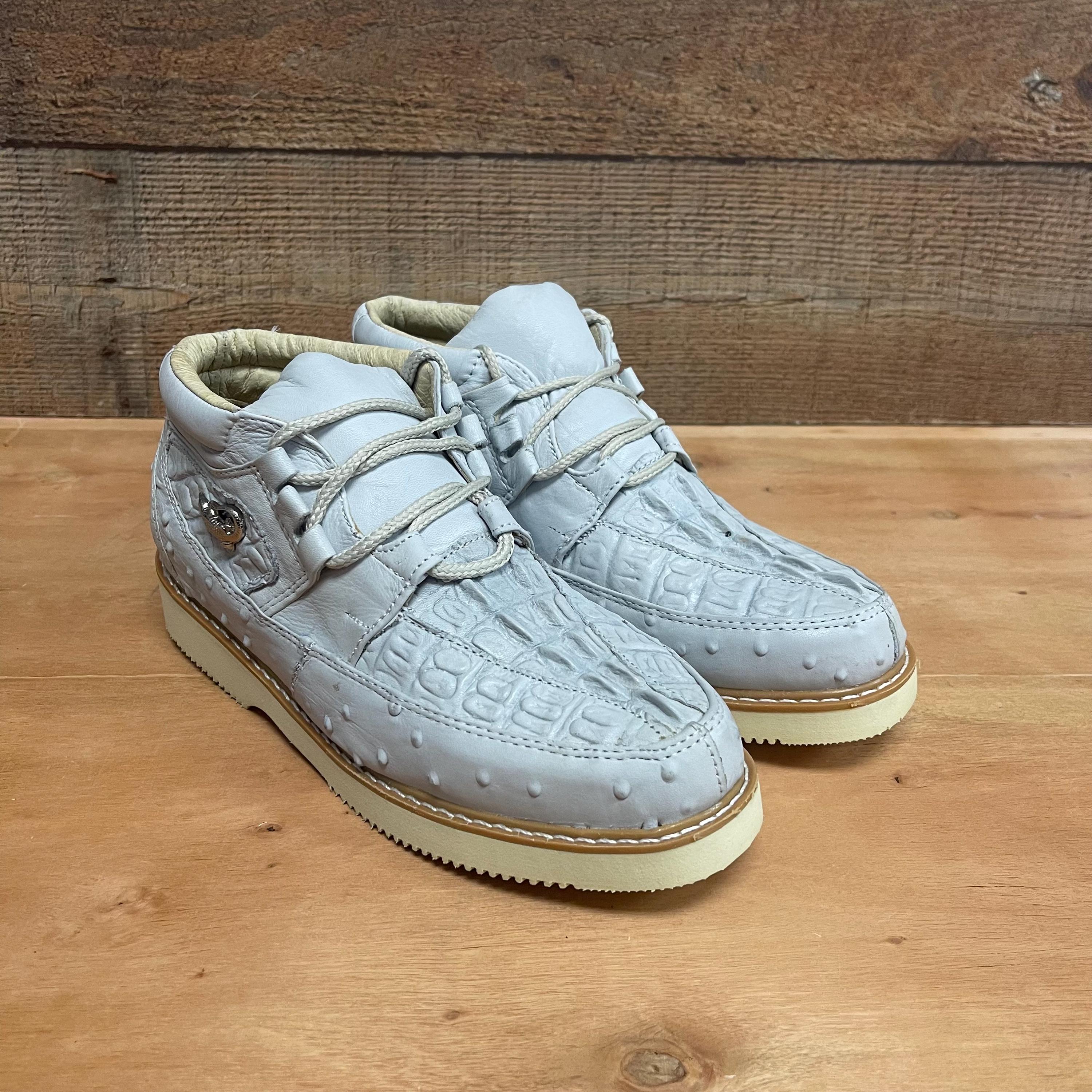 Men's Crocodile Ostrich Print Leather Shoes - La Sierra Style 1214