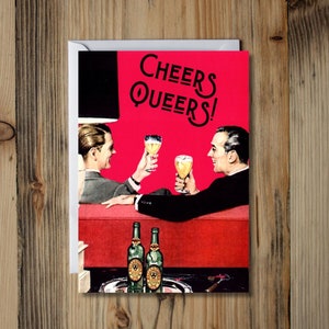 Funny Gay Birthday Card: Cheers Queers LGBT Wedding Card