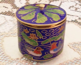 Vintage Cloisonné Miniature Pot: Handcrafted Enamel Trinket Box