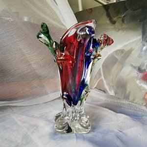 Vintage Art Deco Blown Glass Vase from the 60s - Unique Colored Design