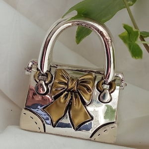 Vintage Pierre Cardin Miniature Ceramic Silver-Plated Bag  - Limited Edition Collectible- Made in France