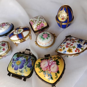 Collezione di scatole portaoggetti in porcellana vintage anni '80 - Scatole decorative per ricordi - Scatole regalo per anelli e gioielli - Decorazioni per il bagno in stile shabby chic