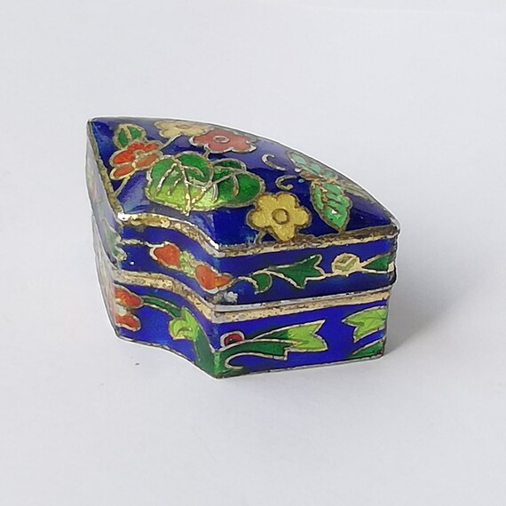 Vintage Cloisonne Trinket Box Enamel and Bronze Col… Gem