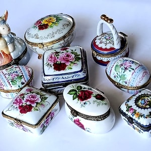 Vintage Porcelain Trinket Box Set: Shabby Chic Victorian Decor