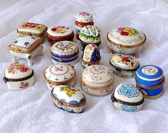 Vintage French Porcelain Trinket Box Collection, Romantic Jewelry Gift Box