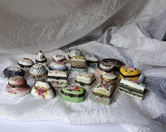 Vintage French Porcelain Art Pill Box Collection Romantic Ring Gift Boxes