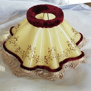 Antique French Boudoir Lampshade: Chantilly Lace & Burgundy Velvet