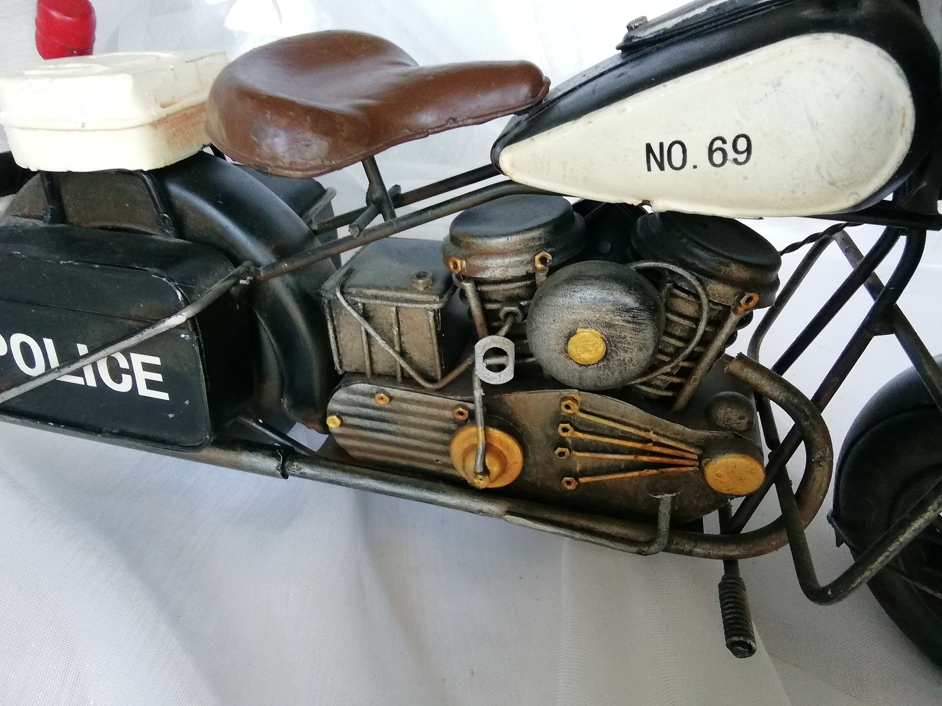 Vintage Toy - Black Police Motorcycle - Old-school Metal Model