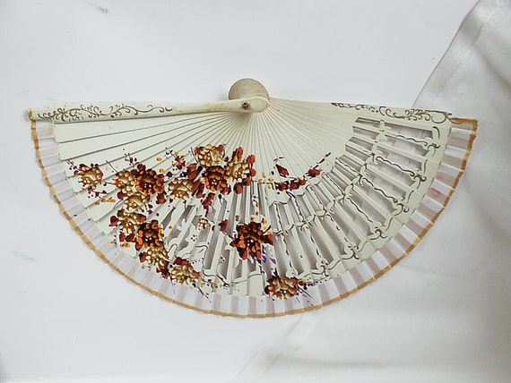 Vintage hand fan. Chinese folding  fan in lacquer… - image 9