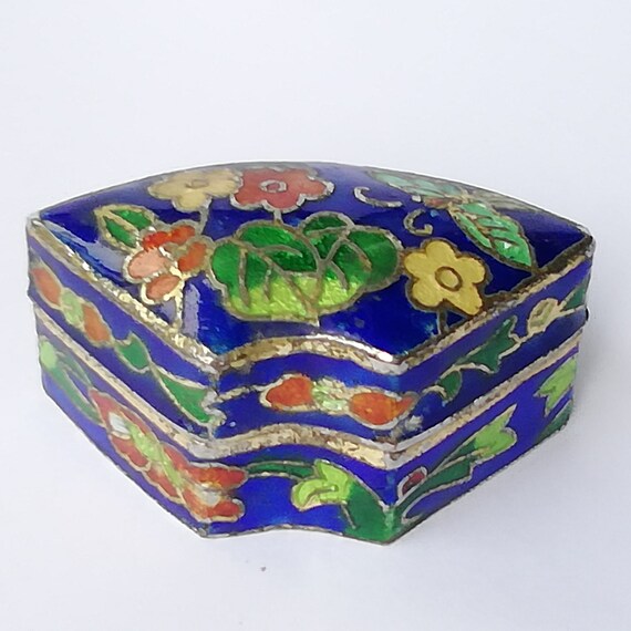 Vintage Cloisonne Trinket Box Enamel and Bronze Col… Gem