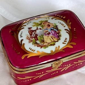 Vintage Limoges France Porcelain Jewelry Box – Hand Finished - Fine French Trinket Box, Limoges Jewelry Gift box, Antique Jewelry Holder