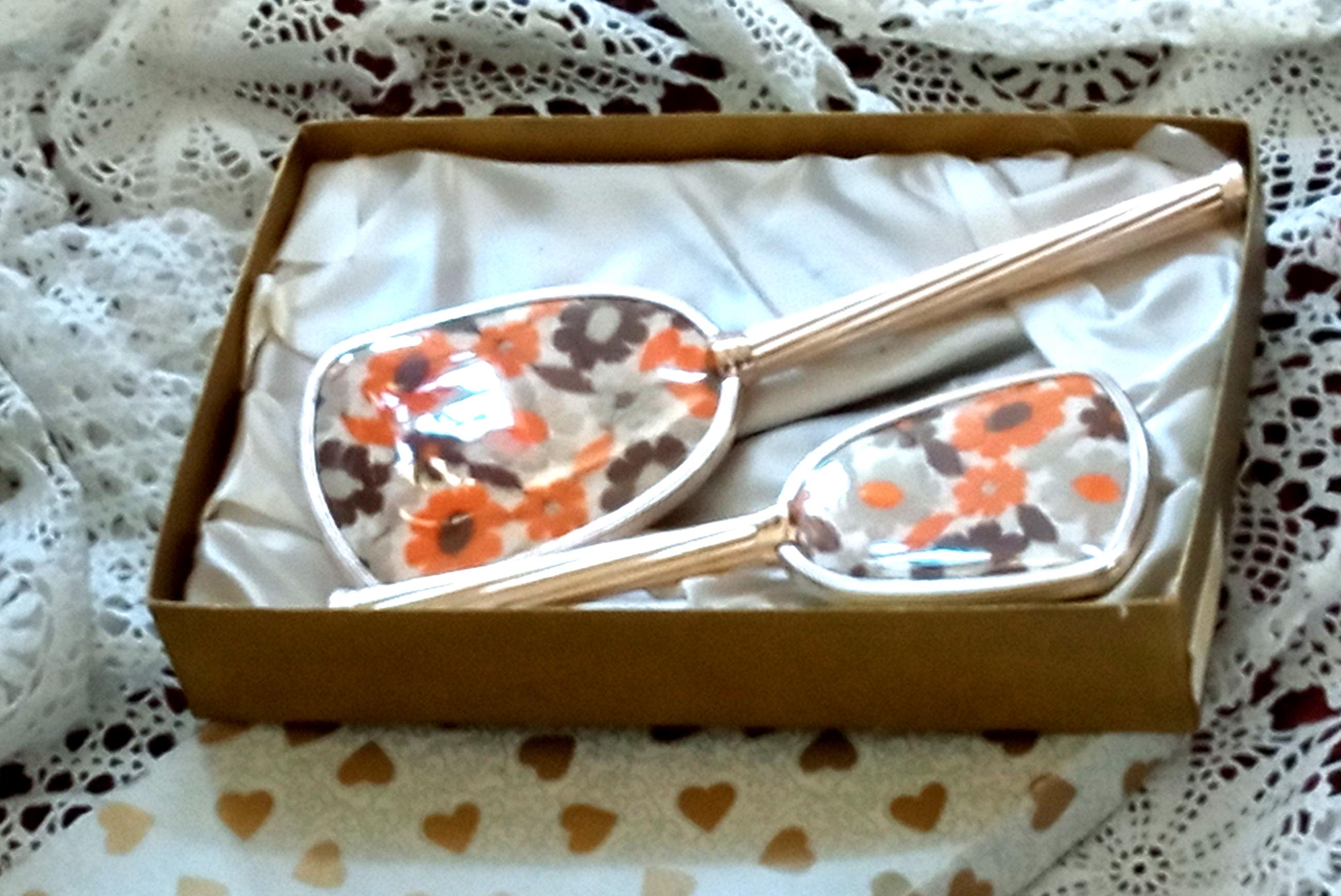 Vintage Hand-embroidered Vanity Mirror, Comb, and Hair Brush 