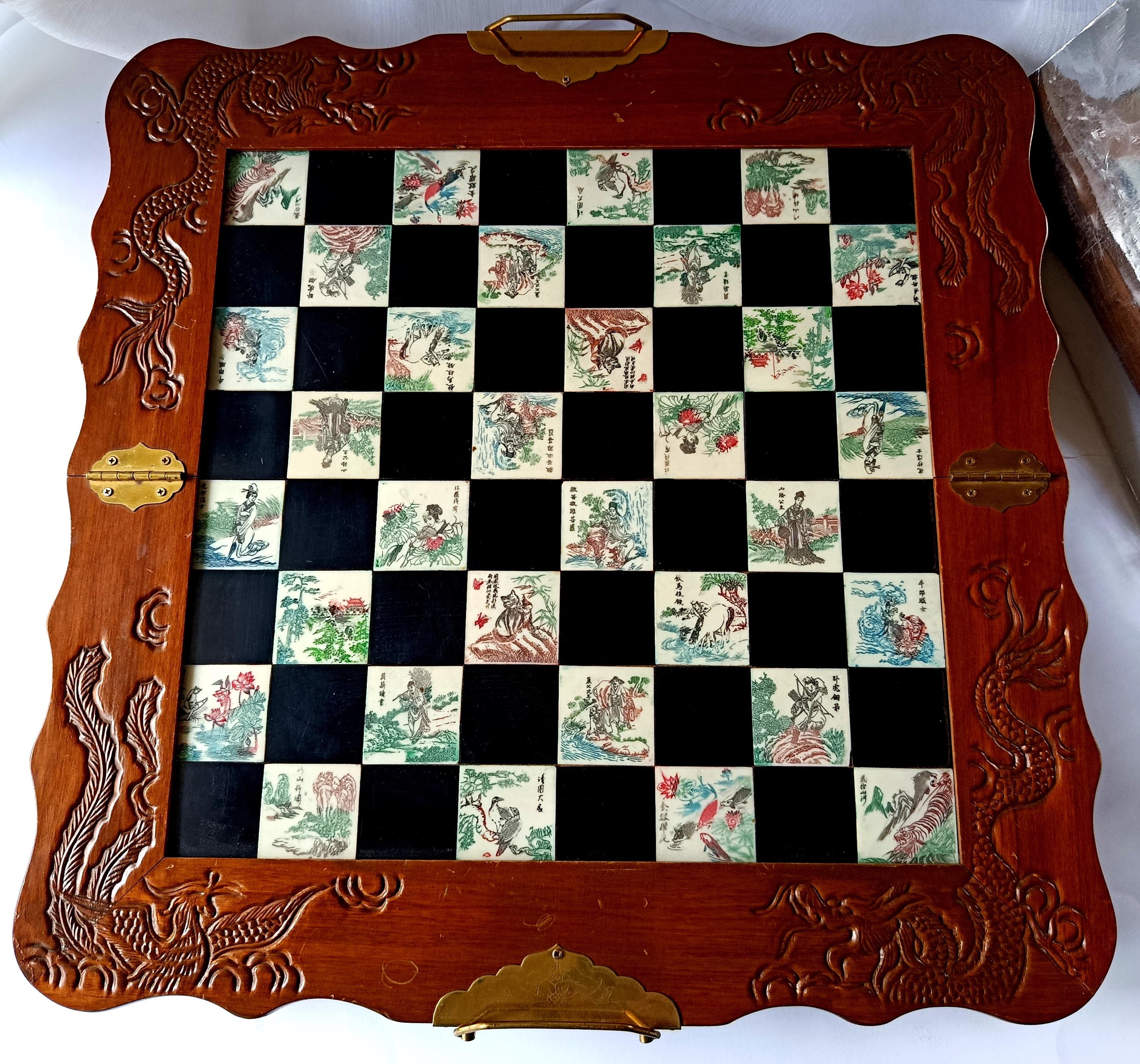【希少】木製　チェス　アンティーク　花柄　希少　ボード　ゲーム　チェスセット 希少】木製 チェス アンティーク 花柄 希少 ボード ゲーム