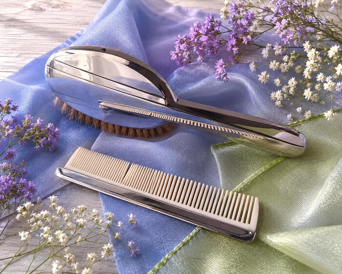 Art Deco Sterling Brush and Comb – Vintage Vanity Set – Antique