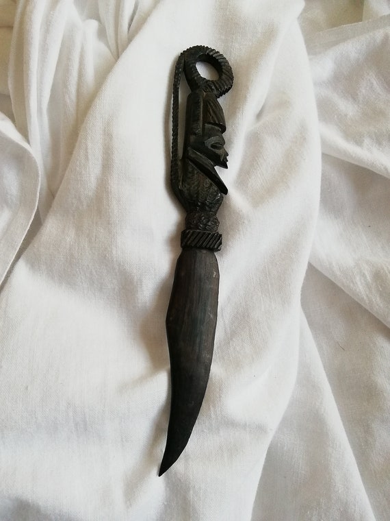 African Letter Opener in Ebony Wood Hand Craved Etsy