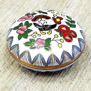 Vintage blumenförmige Cloisonné-Schmuckschatulle - handgefertigte Emaille-Bronze - chinesisches Cloisonné-Schmuckkästchen zum Sammeln