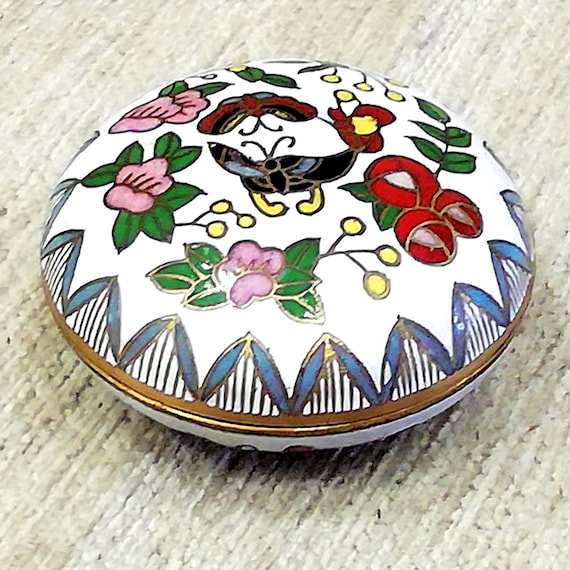 アンティーク 花柄 小物入れ 銅製? 七宝焼風 彫金 骨董 文箱 昭和レトロ 七宝焼 小物 アンティーク 花柄 小物入れ 銅製? 七宝焼風 彫金 骨董 文箱