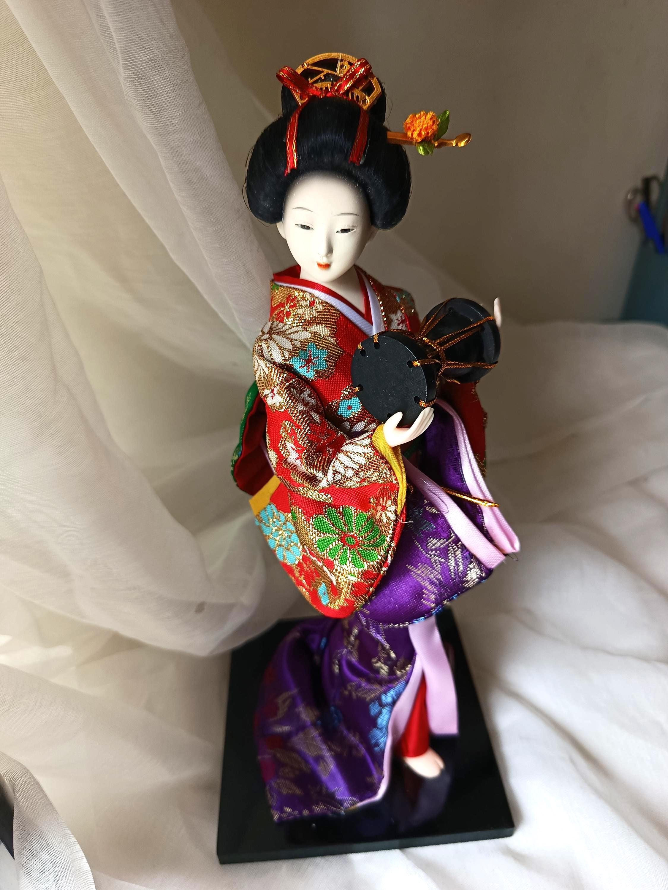 Siunwdiy 12 Japonais Kimono Geisha Figurine en Porcelaine, Poupée Japonaise Kimono Geisha Figurine Ornements Art Collection Cadeau Artisanat/ Cadeau,A2,30 cm