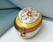 Vintage Limoges France trinket box pillbox.hand painted Signed Limited Edition Collection. Egg box