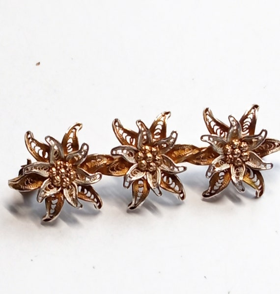 Broche Ancienne En Argent Massif Style Filigrane - Occasion - Bijou Vintage