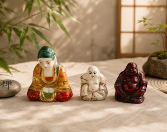 Set di 3 statuette vintage di Buddha: arredamento spirituale per la casa