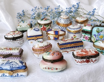 Vintage French Porcelain trinket box Collection -Romantic  Gift Ring Box
