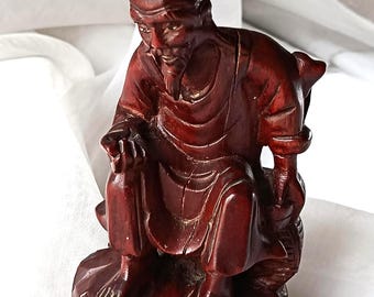 ユニークなコレクション 中国の伝統的な木彫り 金持ちのけちな老人像