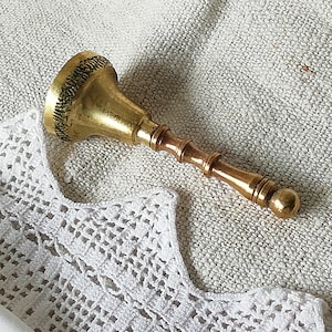 Vintage Bronze Reception Bell: Handmade Hotel Desk Bell, 1930s