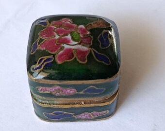 Ancien Pilulier Chinois En émail Cloisonné - Boîte à Pilules Décorative, 7 Compartiments, Thème Fleuri