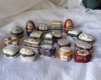 Vintage French Porcelain Art Pill Box Collection Romantic Ring Gift Boxes