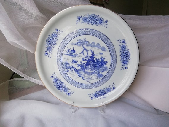 Vintage Aussicht Alegre pekinger Platte - Blaues und weißes portugiesisches Porzellan