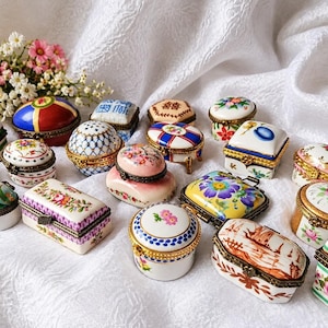 Vintage fransk porslinsmyckesask - samling - romantisk presentringask