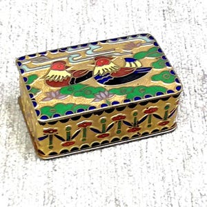 Vintage Cloisonné Trinket Box – Handcrafted Enameled Bronze Ring Box – Collectible Jewelry Box – Antique Decorative Gift