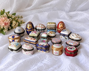 Vintage French Porcelain Art Pill Box Collection Romantic Ring Gift Boxes