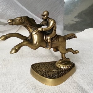 Vintage Horse Racing Sculpture with Jockey - Cast Bronze - 1970s