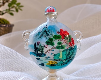 Antique Chinese Inside-Painted Glass Snuff Bottle, Opaline Glass
