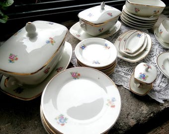 Vista Alegre Dollhouse Dinner Set: 19th Century Miniature Porcelain
