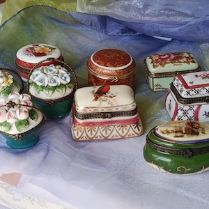 Vintage 1980s Porcelain Trinket Box Collection - Set of Decorative Keepsake Boxes