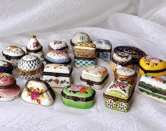 Vintage French Porcelain Art Pill Box Collection Romantic Ring Gift Boxes