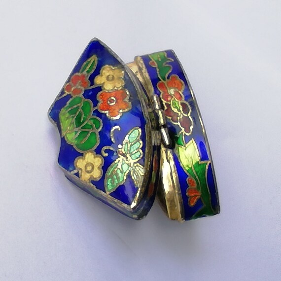 Vintage Cloisonne Trinket Box Enamel and Bronze Col… Gem