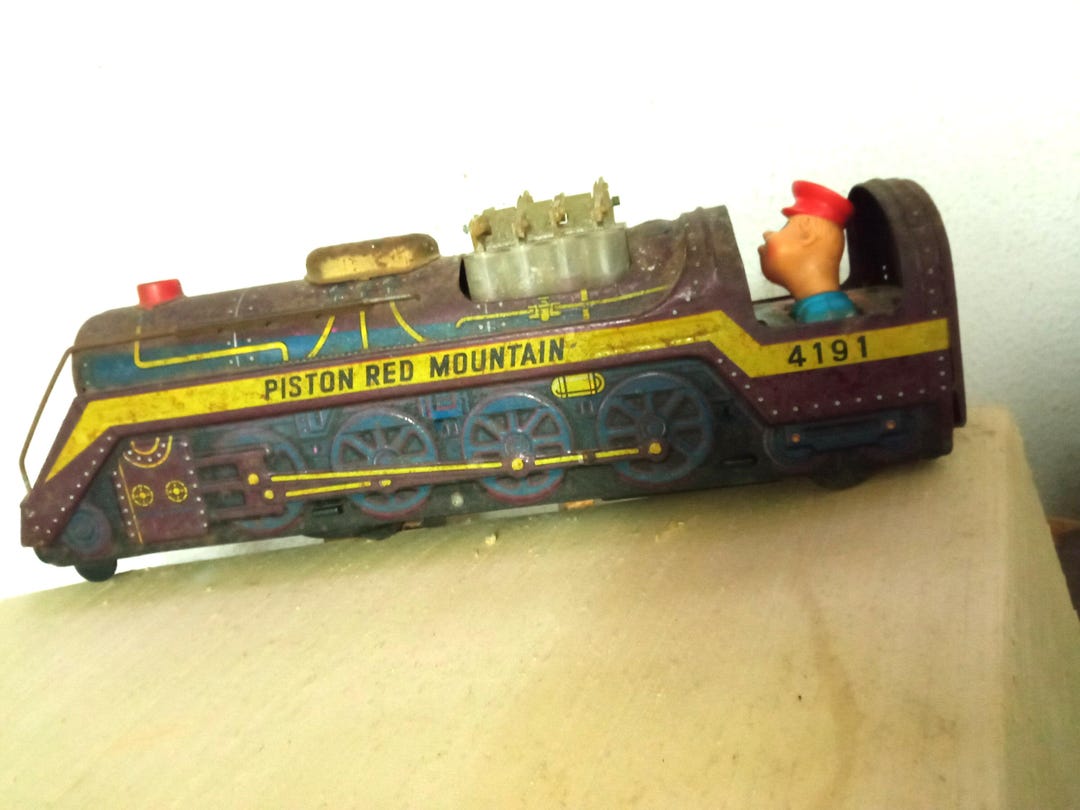 Rare Antique Toy Train Piston Red Mountain Steam Locomotive