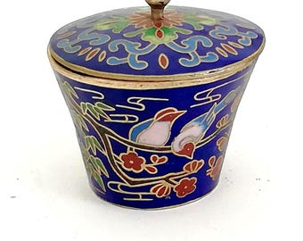 Vintage Cloisonné Trinket Box: Miniature Enamel Chinese Collectible