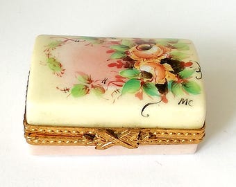 ヴィンテージ リモージュ 磁器 手描き 香水瓶 ボックス